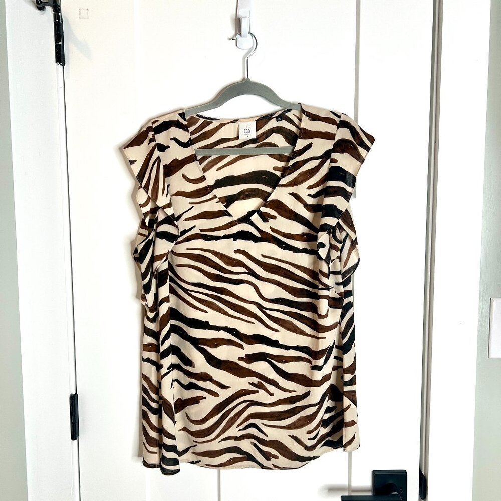 Cabi Simone Style #3771 Zebra Print Flutter Sleev… - image 1